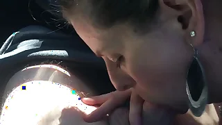 Head Slut Sucking cock in parking develop into