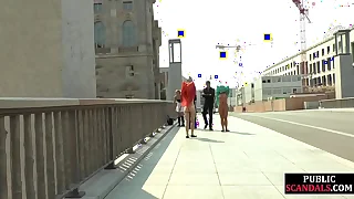 Public slut getting humiliated before bdsm gangbang